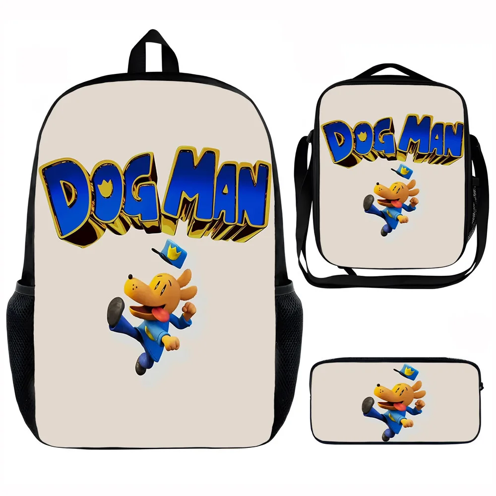 

Cartoon Popular Novelty Dog Man 3D Print 3pcs/Set Student School Bags Laptop Daypack Backpack Crossbody Lunch bag Pencil Case