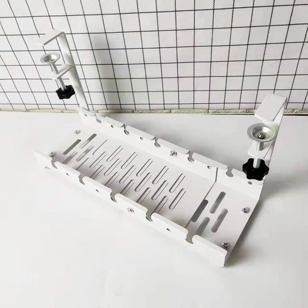 Extendable No-Drill Under-Desk Cable Tray Power Strip Holder Office Desks