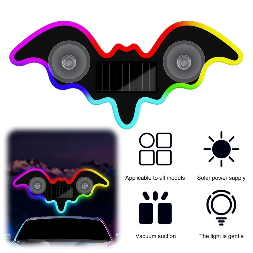 Bat-shaped Universal Car Interior Ambient Light RGB LED Solar Atmosphere Lamp Dynamic Gradient Decoration Accessory