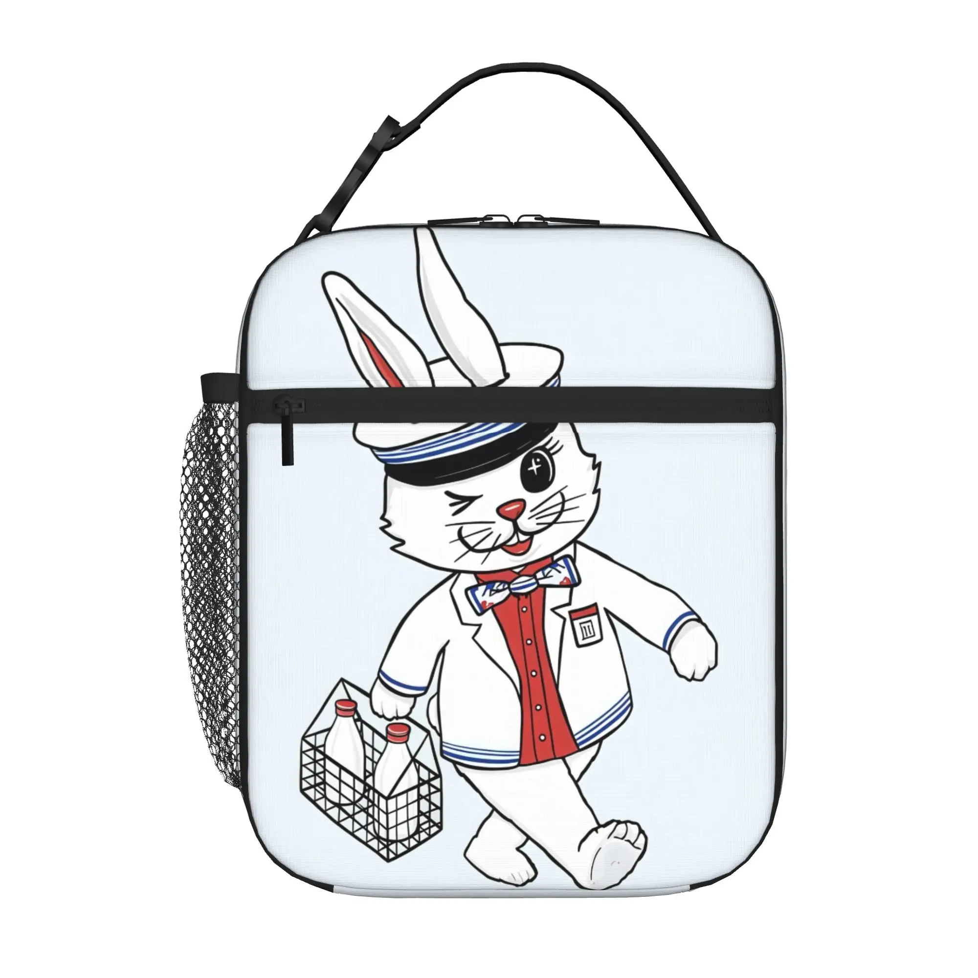 1 Piece Zipper Closure vintage hare Storage Bag Pocket White Rabbit School Lunch Food Box Reusable For Lunch Food Bag