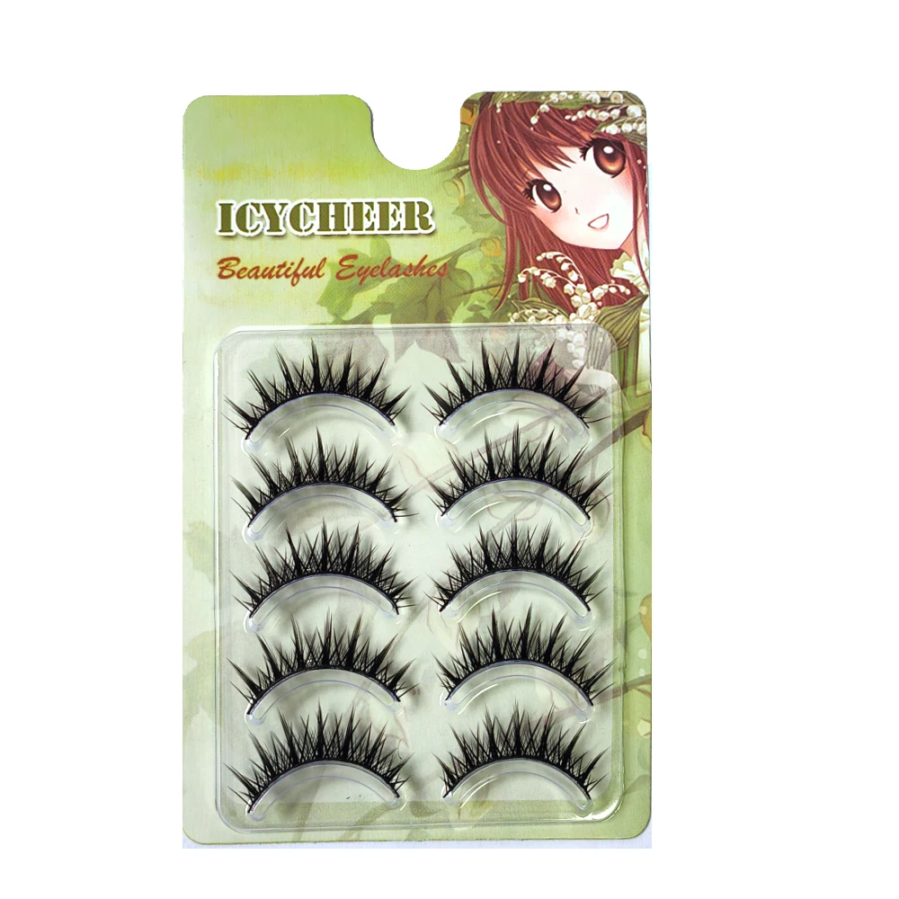 5 Pairs Black Hard Band False Eyelashes Natural Little Devil Fake Eye Lashes Extension Thick Dramatic Look Faux Cils Makeup