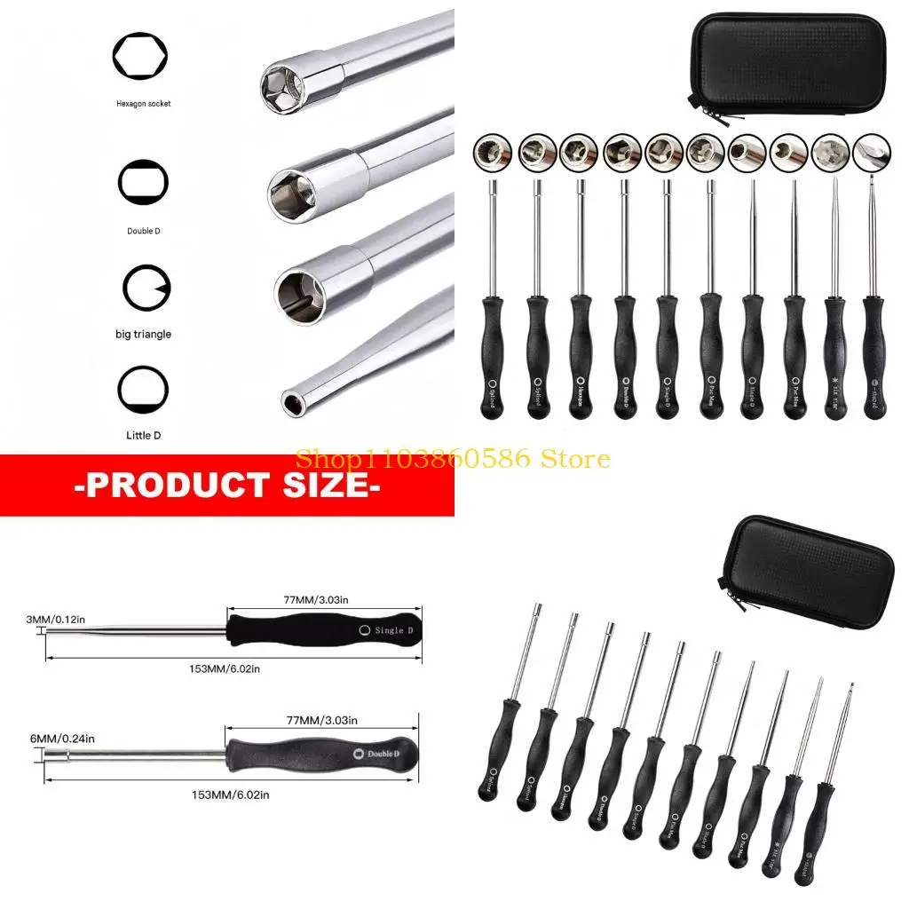 242A Engine Carburetor Adjustment Screwdriver Kit 10 Piece with Assorted Tips, Long Narrow Shafts and Textured Handles
