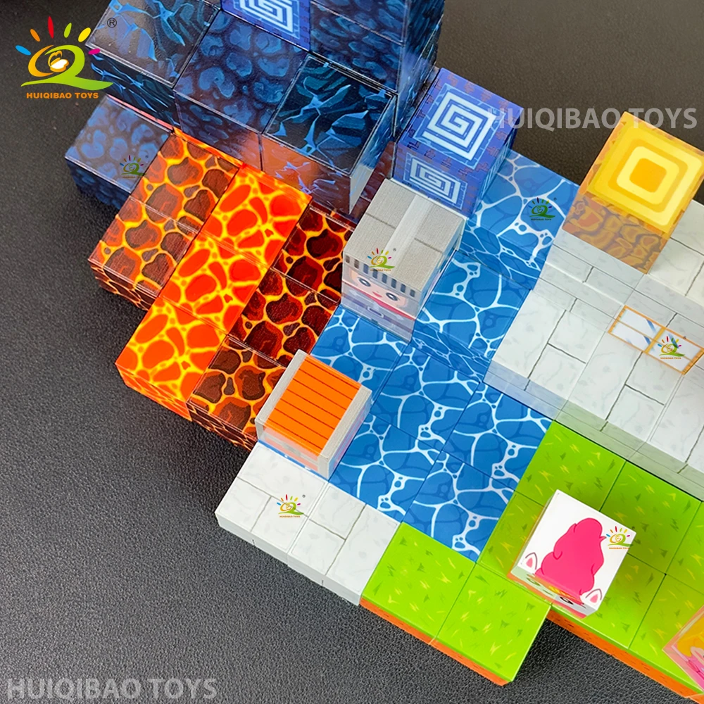 HUIQIBAO Blocs de construction magnétiques éducatifs STEM aléatoires de 50 à 300 pièces pour enfants, garçons et filles, puzzle DIY, cube magnétique sensoriel, cadeau