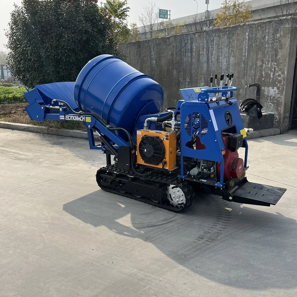 Mini Crawler Concrete Mixer Self Loading Truck With Engine Motor & Bearing Fully Hydraulic System For Building Construction