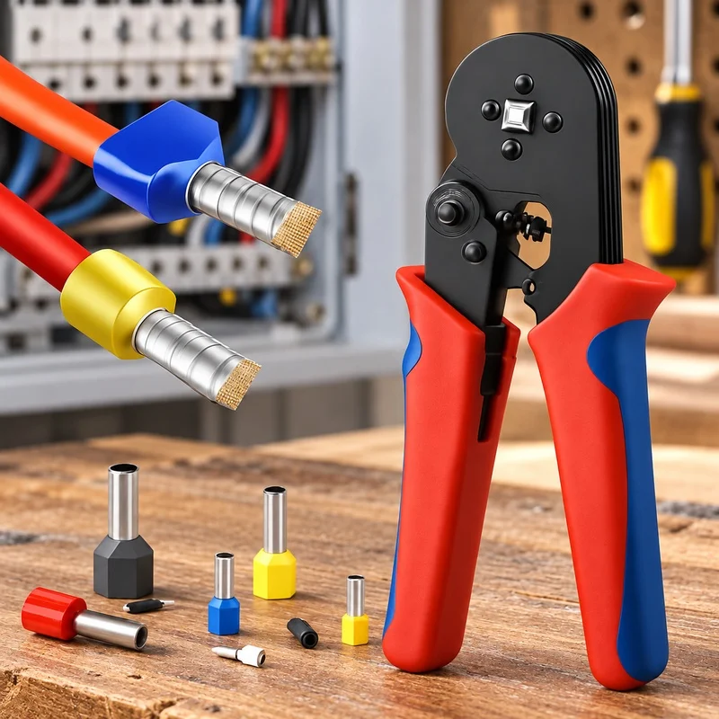 Professional Wire Crimper Set for 23-7 AWG with Ferrule Sleeves 0.25-10mm and Terminal Crimping Tool