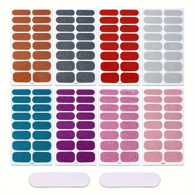 8 ورقة مسمار كامل التفاف شرائط طلاء الأظافر الوردي مسمار بريق ذاتية اللصق هلام مسمار ملصق المرأة الذاتي مستلزمات الأظافر مجموعة أدوات مانيكير #2