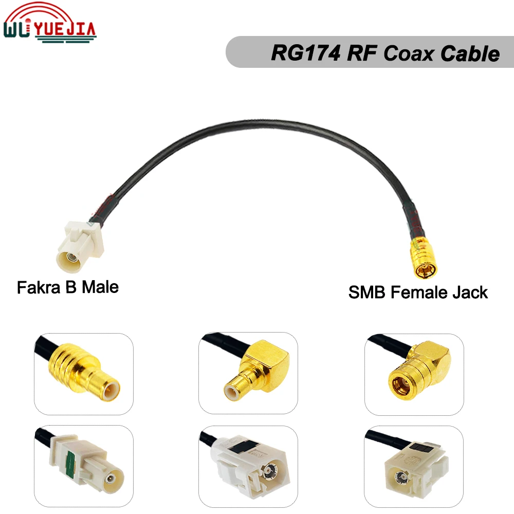 

0.1~8 M White Fakra to SMB Type RG-174 Cable Fakra Code B Male Female to SMB Male Plug Female Jack 50ohm Connector RF Coax Cable