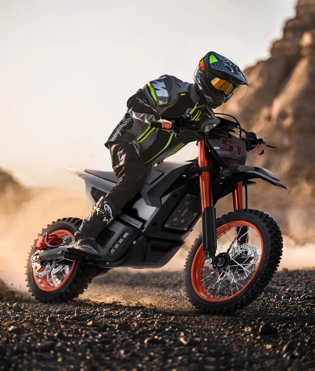 

Electric Dirt Bike for Teens, 2000W Powerful Motorcycle with 48V 20AH Lithium Battery, 14"/12" Fat Tire Off-Road and 3, Custom