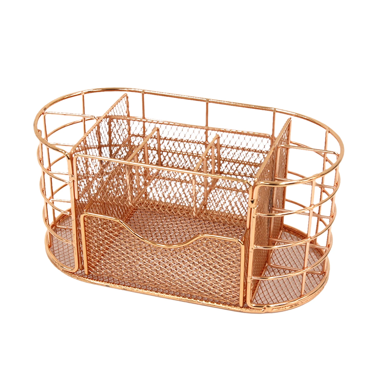 로즈 골드 데스크 정리 세트, 대형 금속 펜 홀더 (액세서리 포함), 내구성 있는 스테인리스 스틸 메이크업 브러쉬 컵, 다용도 O