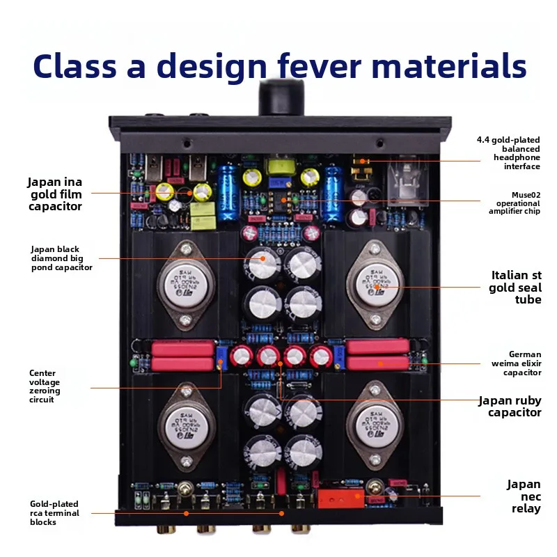 Pure Class A Desktop Headphone Amp 4.4 Balanced Output 2000mW High Thrust HIFI Fever Ear Amplifier Preamp