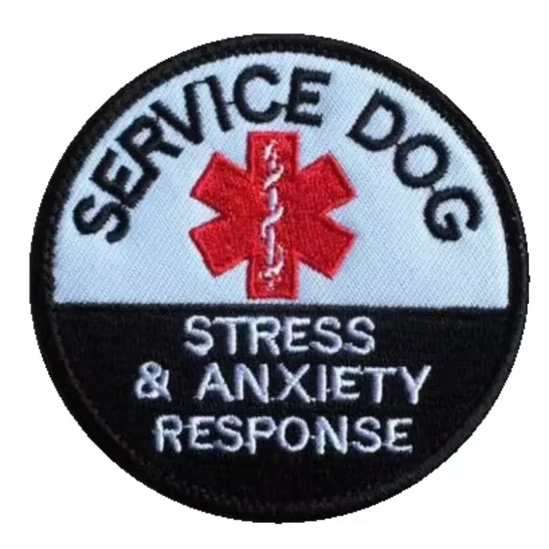 Service Dog Round Warning Badge Embroidered STOP Sign for Dogs Vest Decor Medical Alert Dog Hook&loop Patch No Touch ESA Emblem