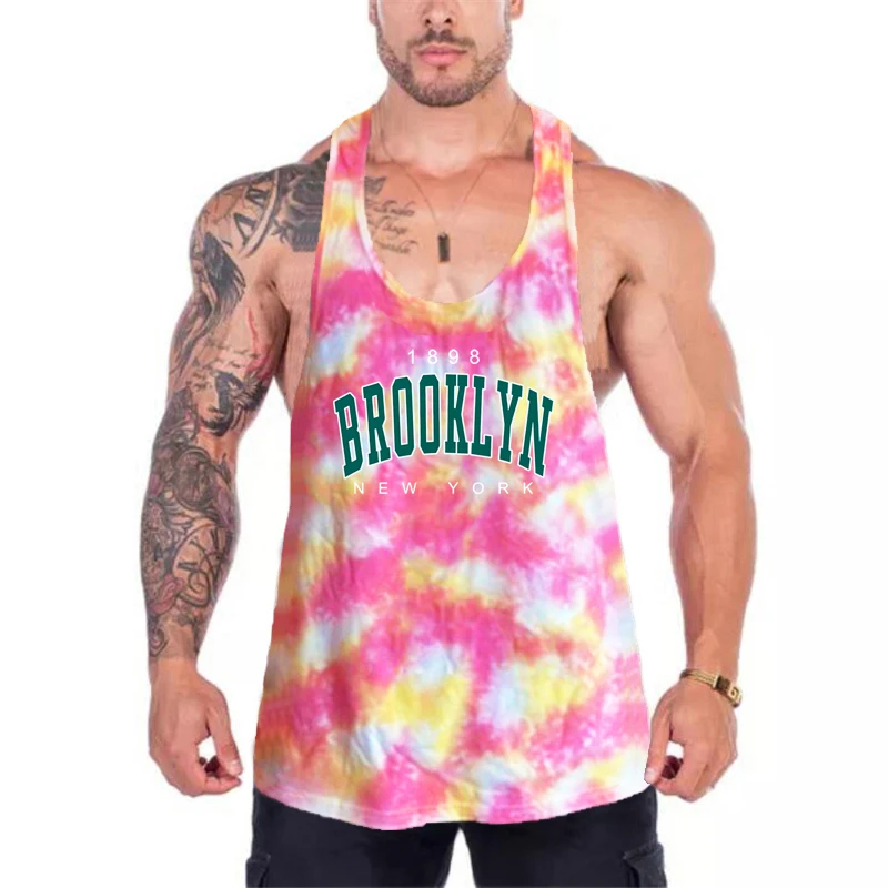 

1898 Brooklyn New York Camouflage printing Vests Summer Mesh Sleeveless Y-Back Fitness Quick Dry Gym Sport Tank Tops Mens Muscle