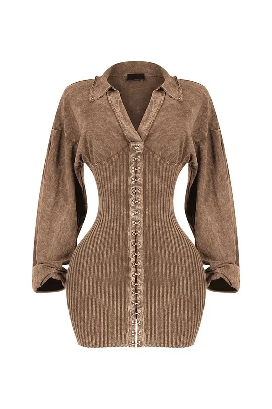 Frauen, figurbetontes Kleid, Minikleider, Denim, Patchwork, Falten, tiefer V-Ausschnitt, hohe Taille, sexy, schlank, über dem Knie, Vestidos, Club, Herbst 2025,