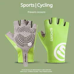 Short Cycling Gloves Fingerless Gloves Anti-slip Bicycle Lycra Fabric Half Finger Mitten for Mtb Road Bike Sports Racing