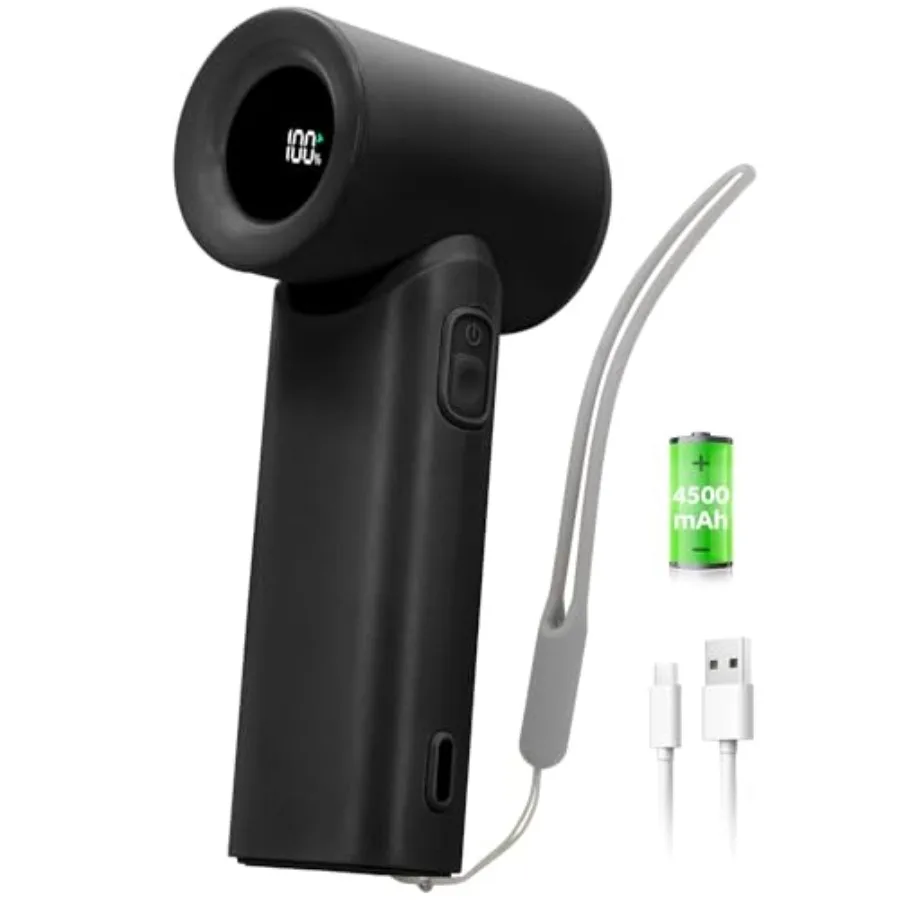 

Portable Handheld Turbo Fan 17400RPM High Speed Turbo Mini Fan [15H Max Cooling Time], 4500mAh, 5 Gear Wind, LED Display, USB R
