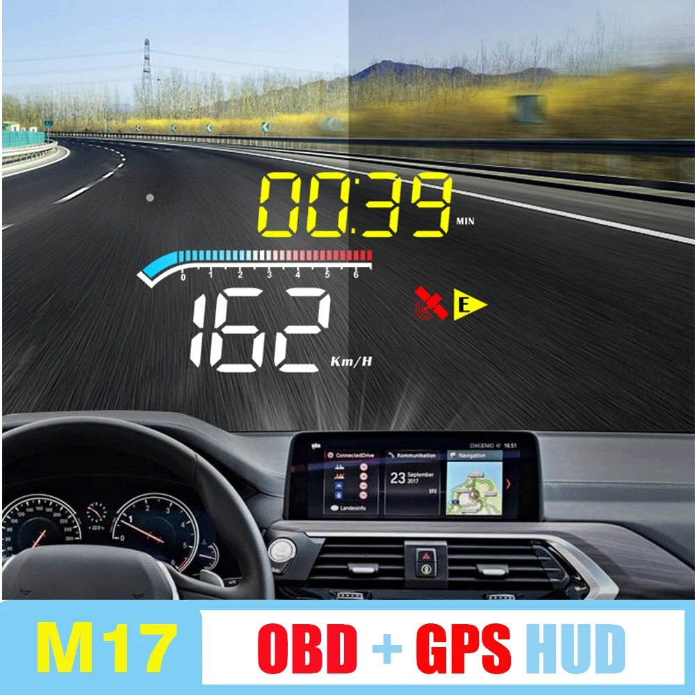 

M17 Vehicle HUD Universal Car GPS Digital Speedometer On-board Computer Obd Water Temp Fuel Consumption Multi-Function Dashboard