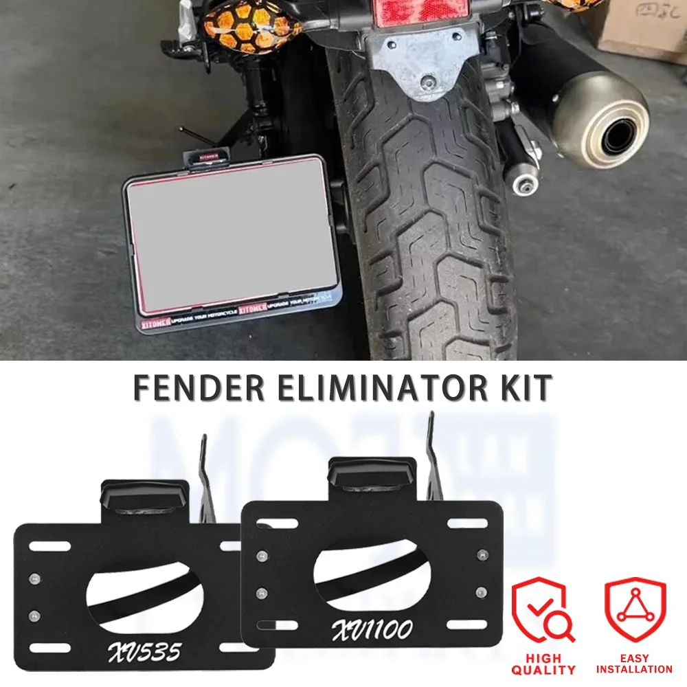 

Motorcycle Side Mount LED License Plate Light Registration Number Holder Bracket Rear Lamp For Yamaha XV1100 Virago XV535 535