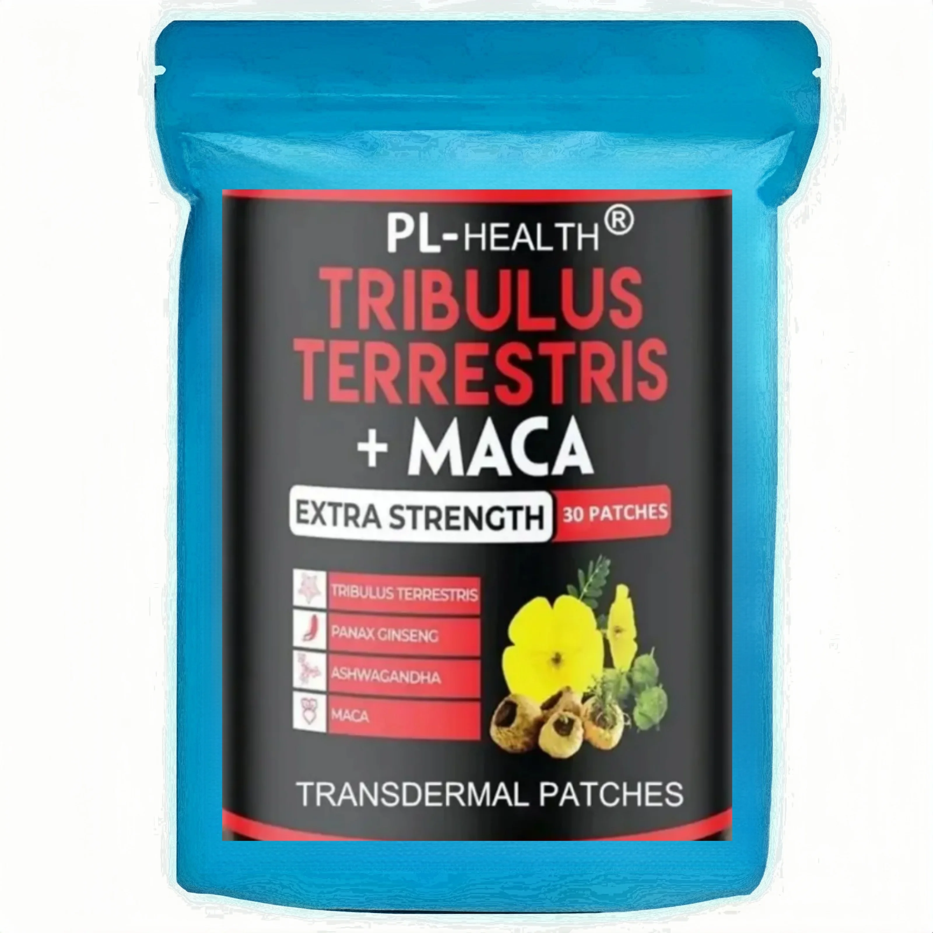 Tribulus Terrestris Transdermal Patches Combined With Ashwagandha, Panax Ginseng Boost Energy, Mood, Stamina 30 Patches