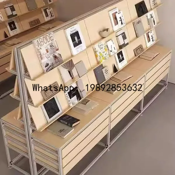 

PYJ birch industrial style aluminum profile display stand storage exhibition bookshelf file drawer display