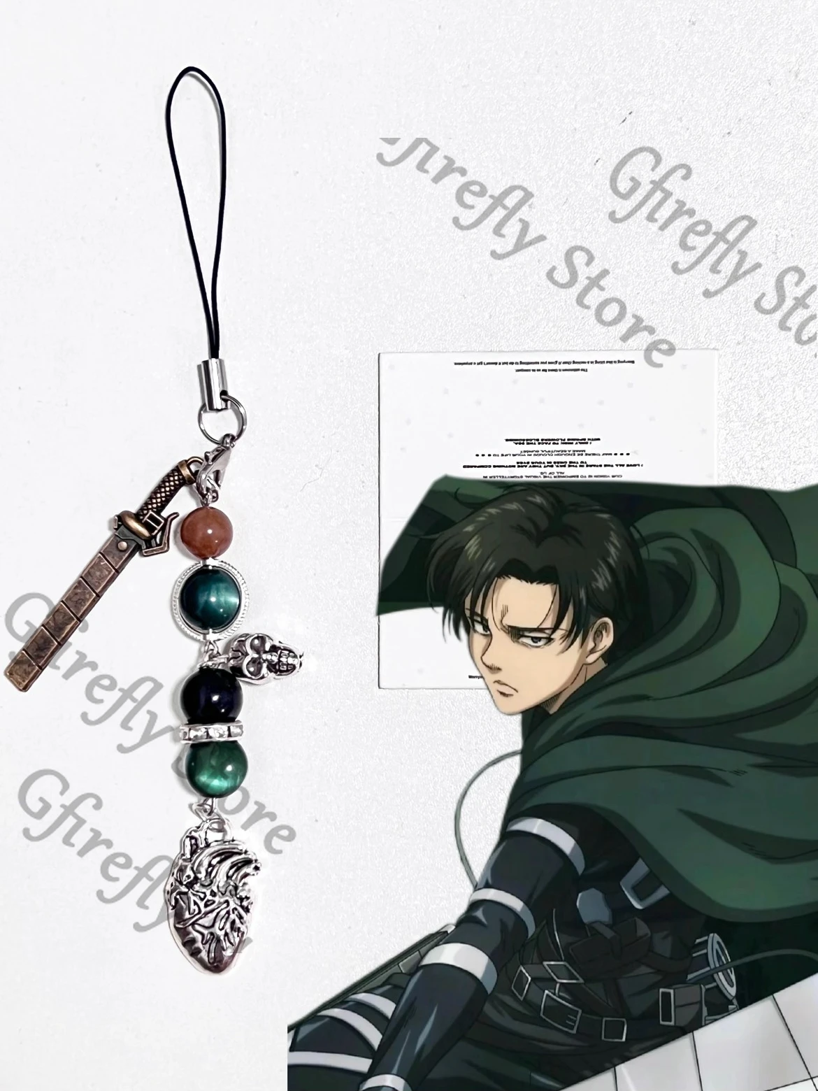 

Attack on Titan Levi Ackerman Anime Phone Chain Cosplay Phones Strap Beaded Pendants Hanging Drop Ornaments Adorn Gifts