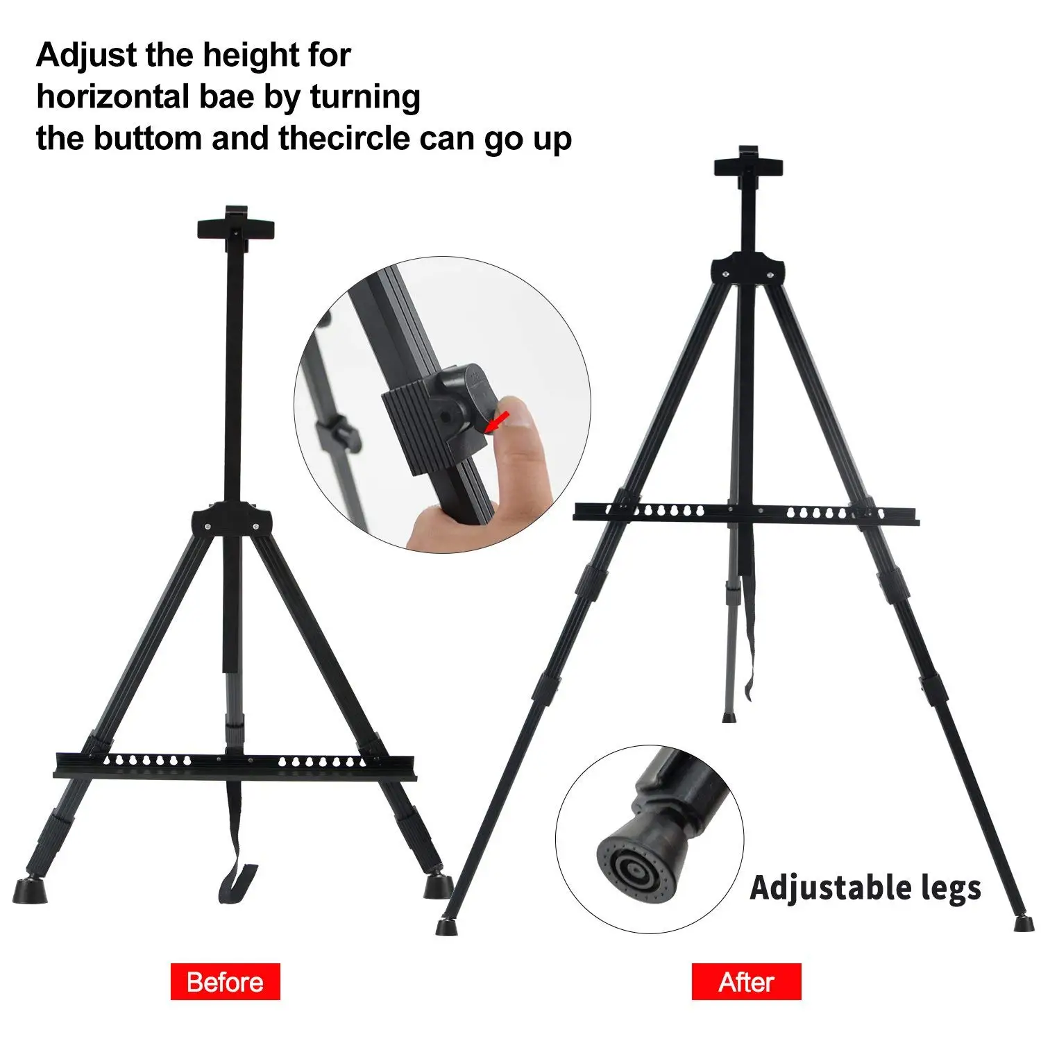 Opvouwbare versterkte kunst-ezelstandaard Metalen statief-display-ezel met draagbare tas voor studenten Buiten schilderij Schetstekening