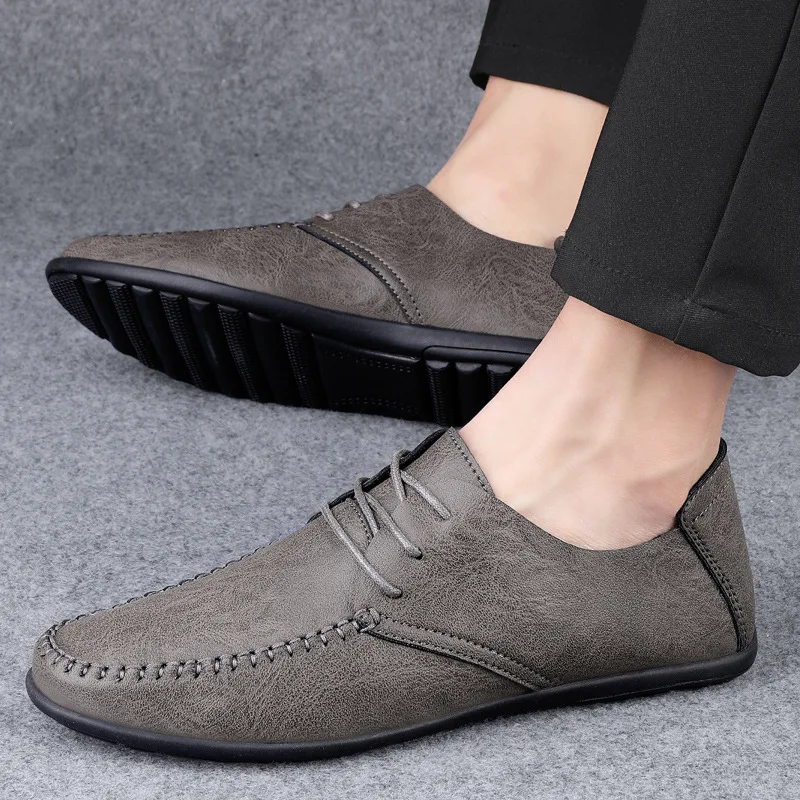 Men Leather Casual Shoes Outdoor Comfortable High Quality Fashion Soft Homme Ankle Non-slip Flats Moccasin Trend Plus Size 38-47