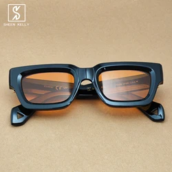 Retro Chunky Square Sunglasses for Men Women Trendy Thick Narrow Rectangular Designer Shades 90s Eyewear