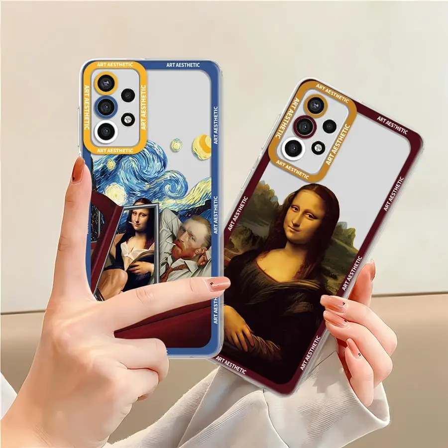 Great Art Van Gogh Mona Lisa Phone Case for Samsung Galaxy A35 A55A53 A54 A73 A34 A33 A25 A24 A13 A14 A15 Soft Transparent Cover