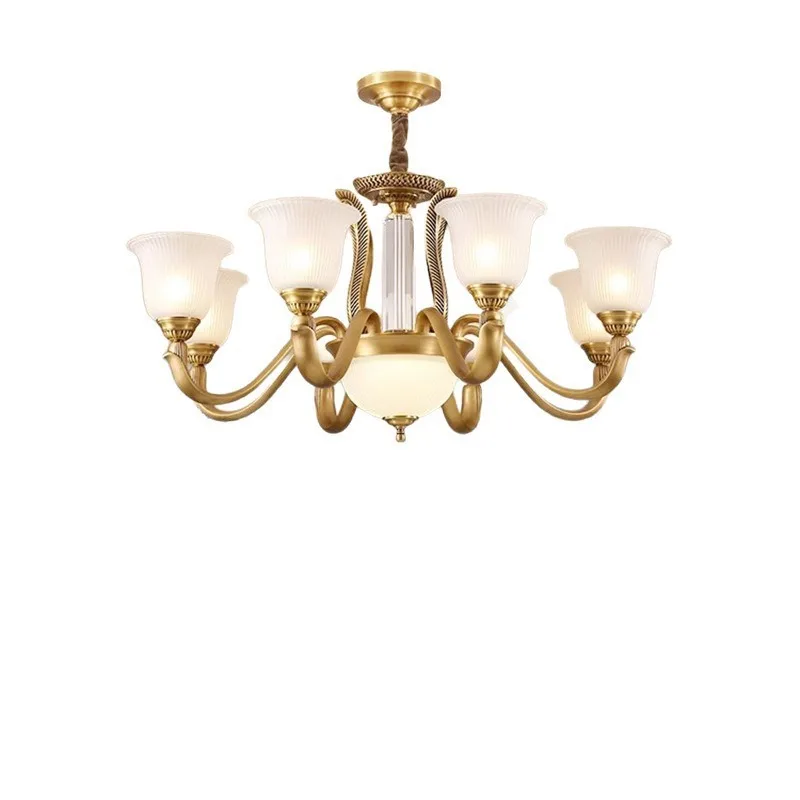 

American chandelier all copper living room light simple modern luxury atmosphere European bedroom dining