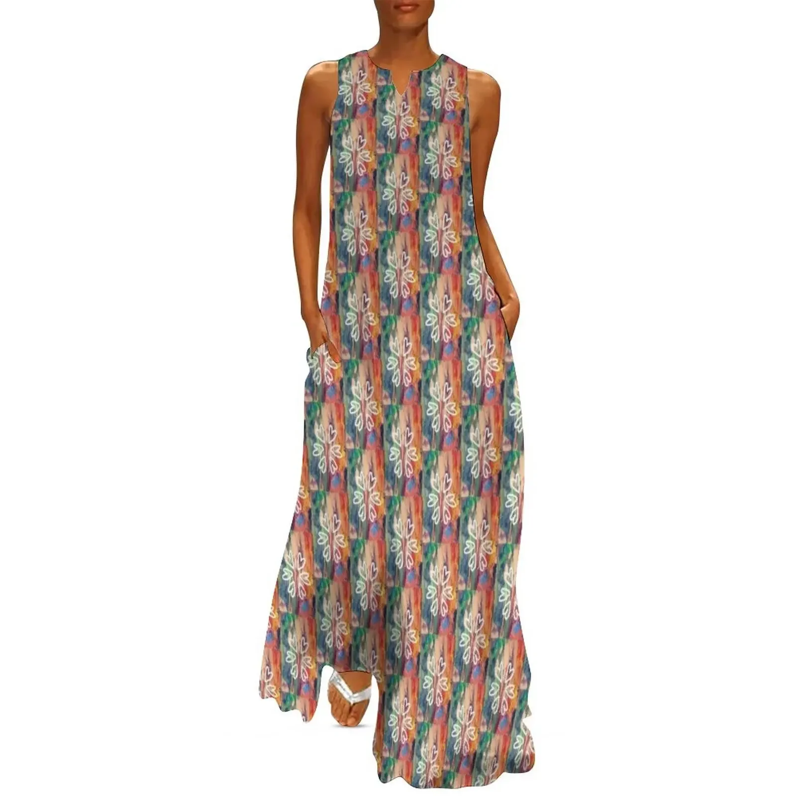 

Trippy Rainbow Mandala Long Dress Aesthetic clothing luxury dress elegant guest wedding dress
