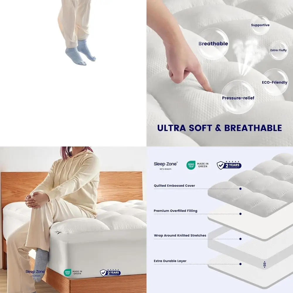 

Полноразмерный очень толстый наматрасник для поддержки спины, плюшевый чехол, глубокий карман, белое качество отеля