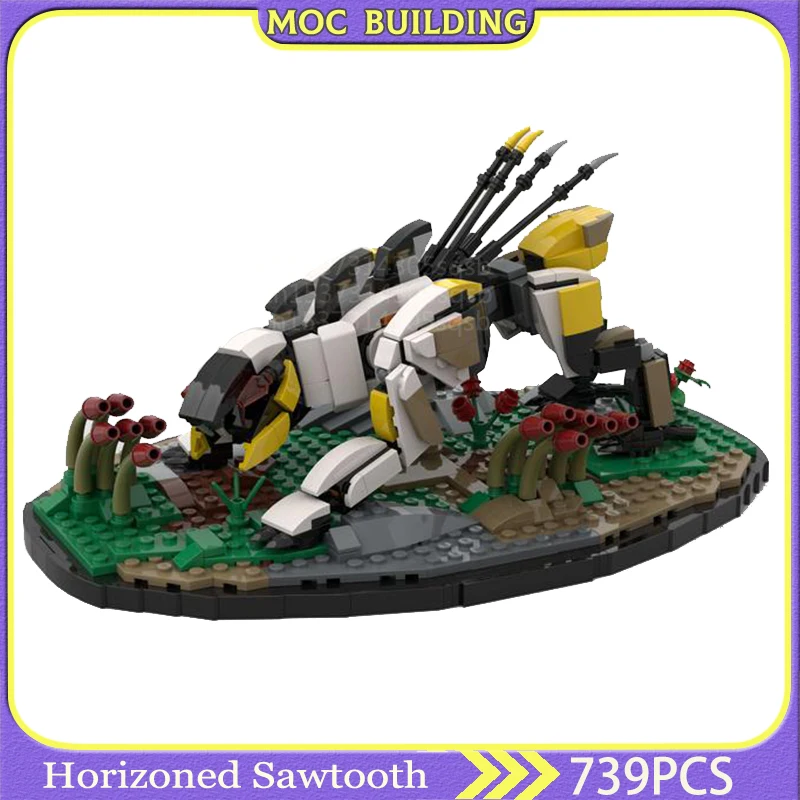 MOC Game Horizon Sawtooth Shelled Walker Brick Toys Mechanical Monster Building Blocks Sets DIY Creative Assembly Gift