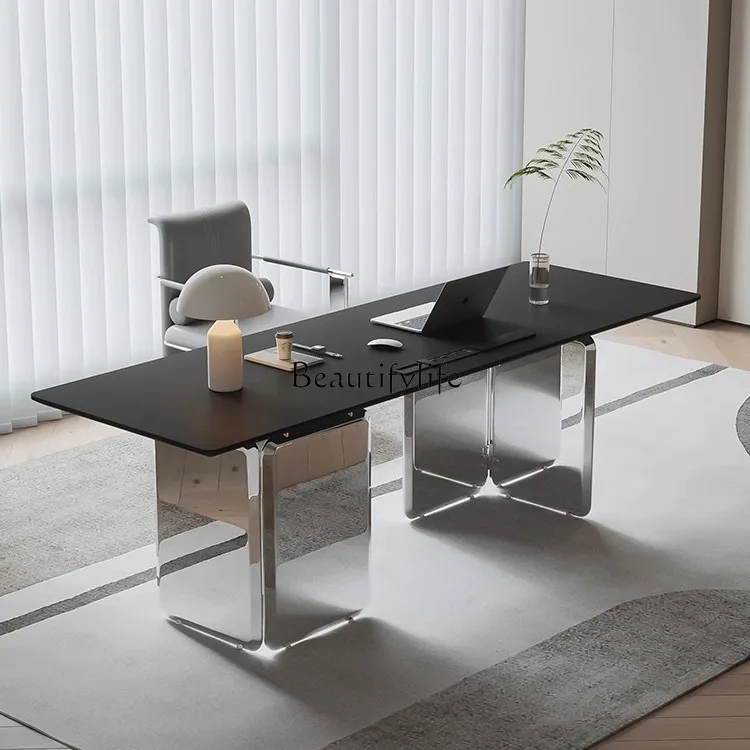 Light luxury rock slab desk high sense modern simple suspended desk study desk