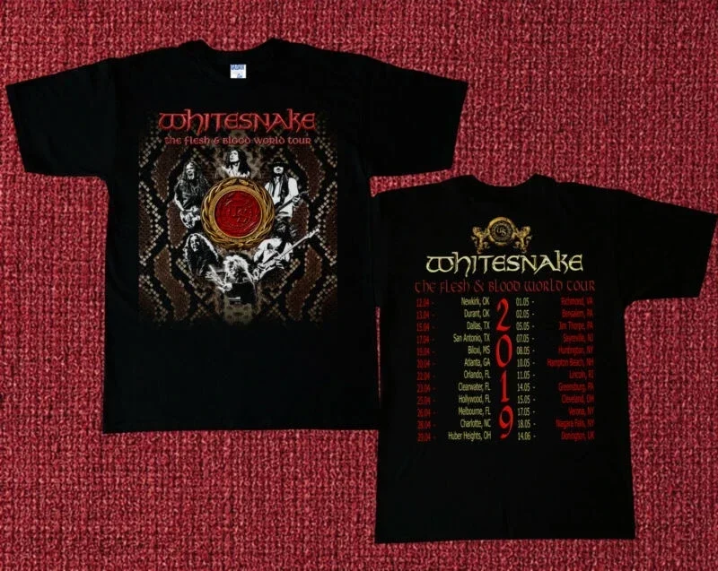 Whitesnake The Flessh & Blood World Tour trajes de manga corta vintage, nuevos en tops y camisetas, trajes informales vintage