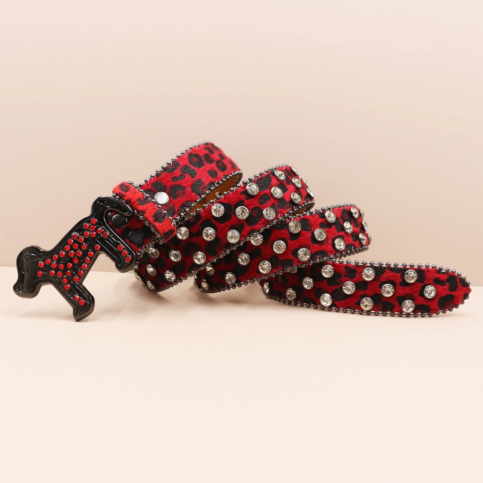 

Дизайнерский ремень с леопардовым принтом Bb Simon Ремни для мужчин и женщин Ремень с блестящими бриллиантами Пряжка в форме троянской красной собаки