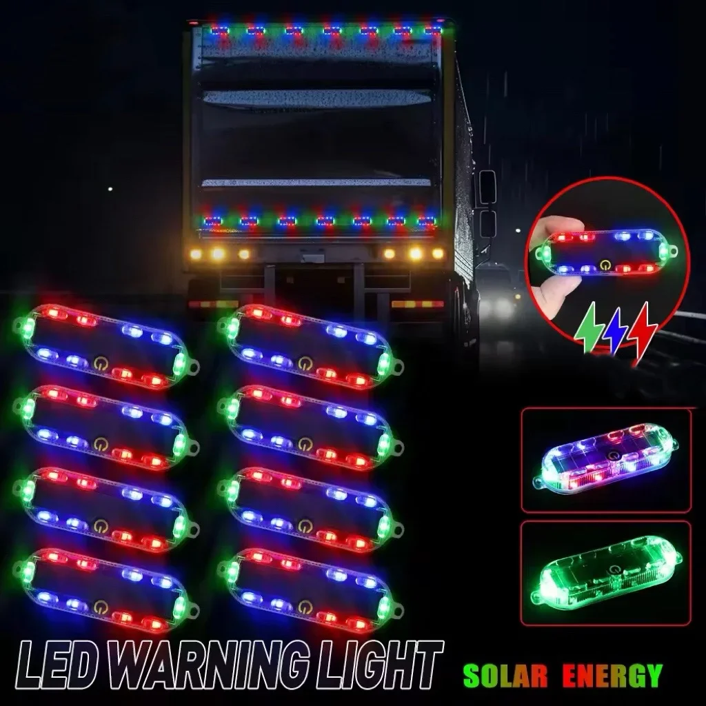 

HAOLIDE Solar Flashing Warning Light LED Warning Safety Flashing By Strobe Light Adjustable Auto Parking Lamp Rear Warning