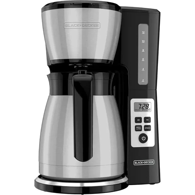 12 Cup Thermal Programmable Coffee Maker with Brew Strength and Technology, Black/Steel, CM2046S Removable Reservoir, Black