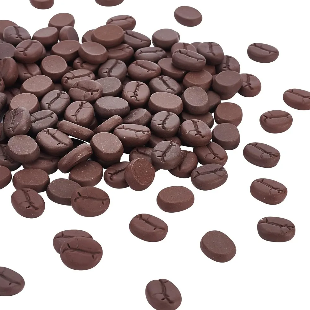 120 Pcs Opaque Resin Coffee Beans, Artificial Coffee Beans Imitation Food Resin Cabochons for DIY Crafts Home Kitchen Shop