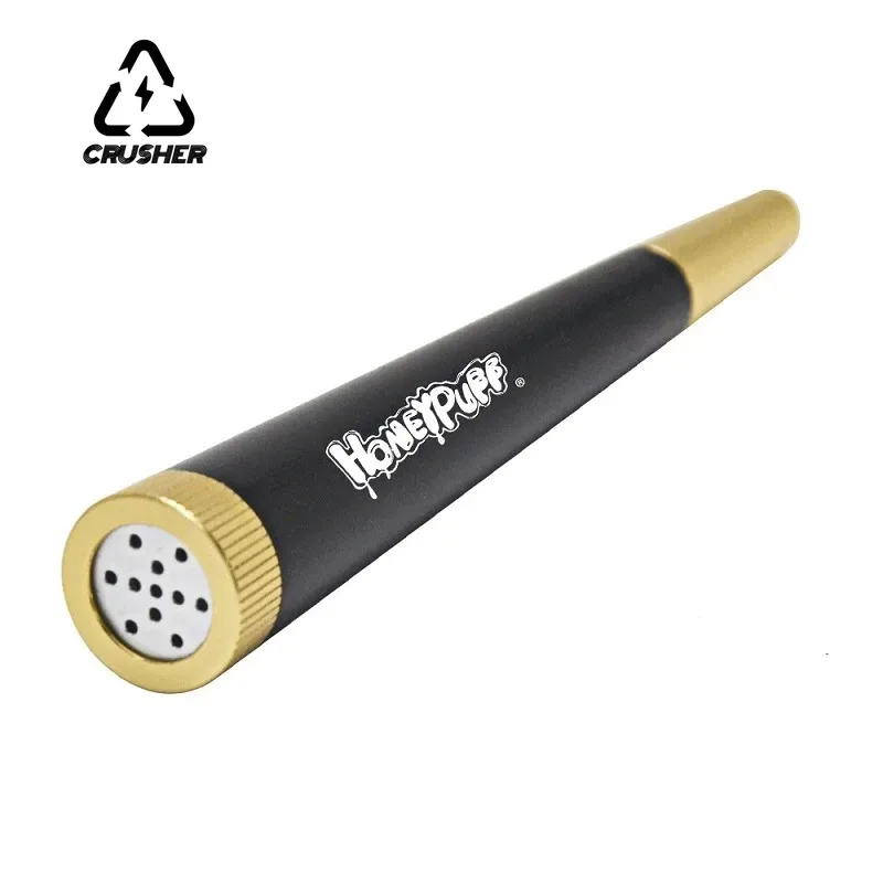 CRUSHER Metal Cone Herb Smoking Pipe with 5MM Activated Carbon Filter Removable Dry Burning Tobacco Pipes Smoking Accessories