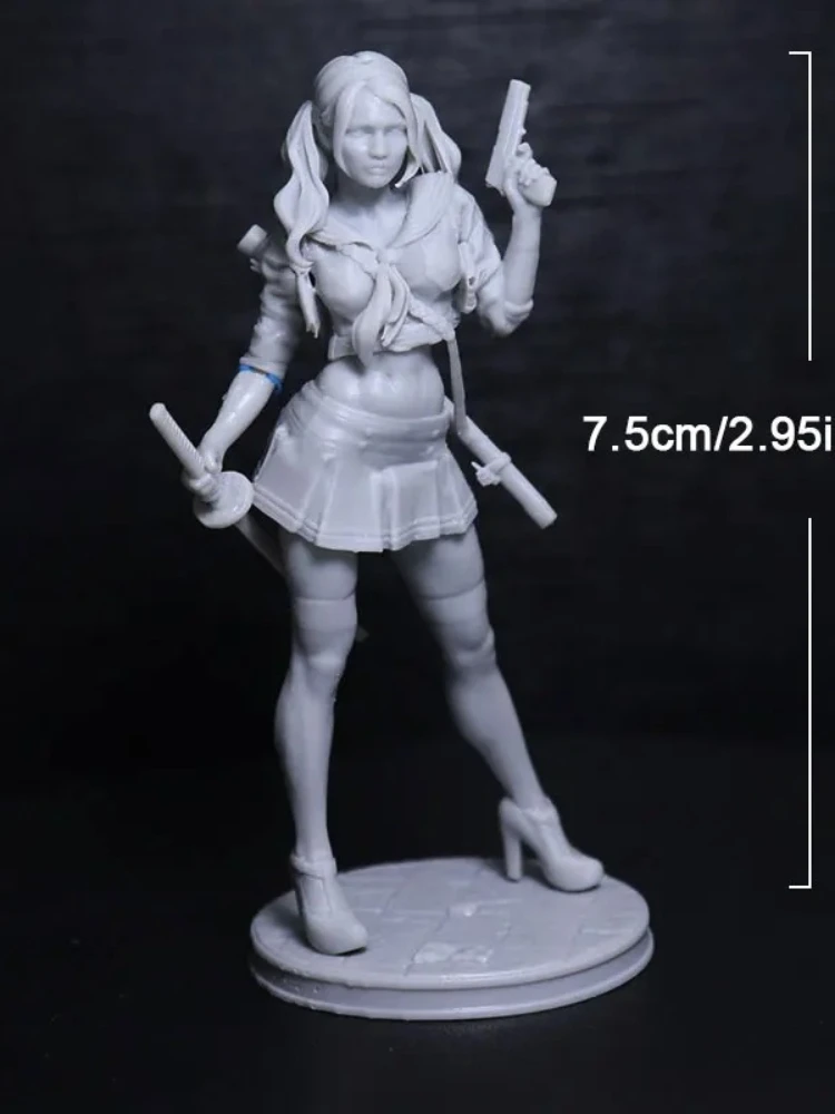 1/24 75mm  Resin Model Kits Beautiful Girl Agent  Figurine Unpainted No Color RW-485