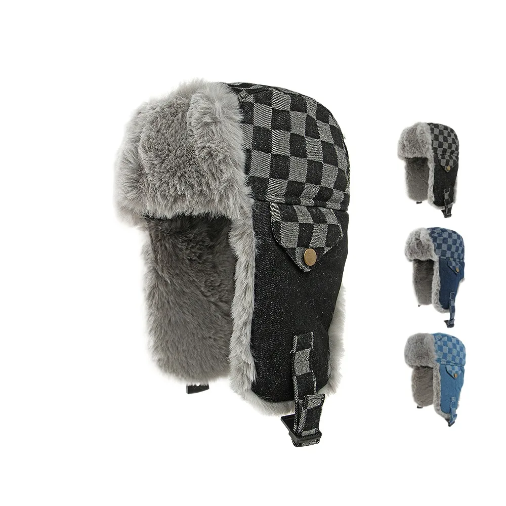 

Denim Lei Feng Hat For Women, Winter Ear Protection, Warm, Cold-proof, Windproof Hat, Thickened Northeast Hat For Men