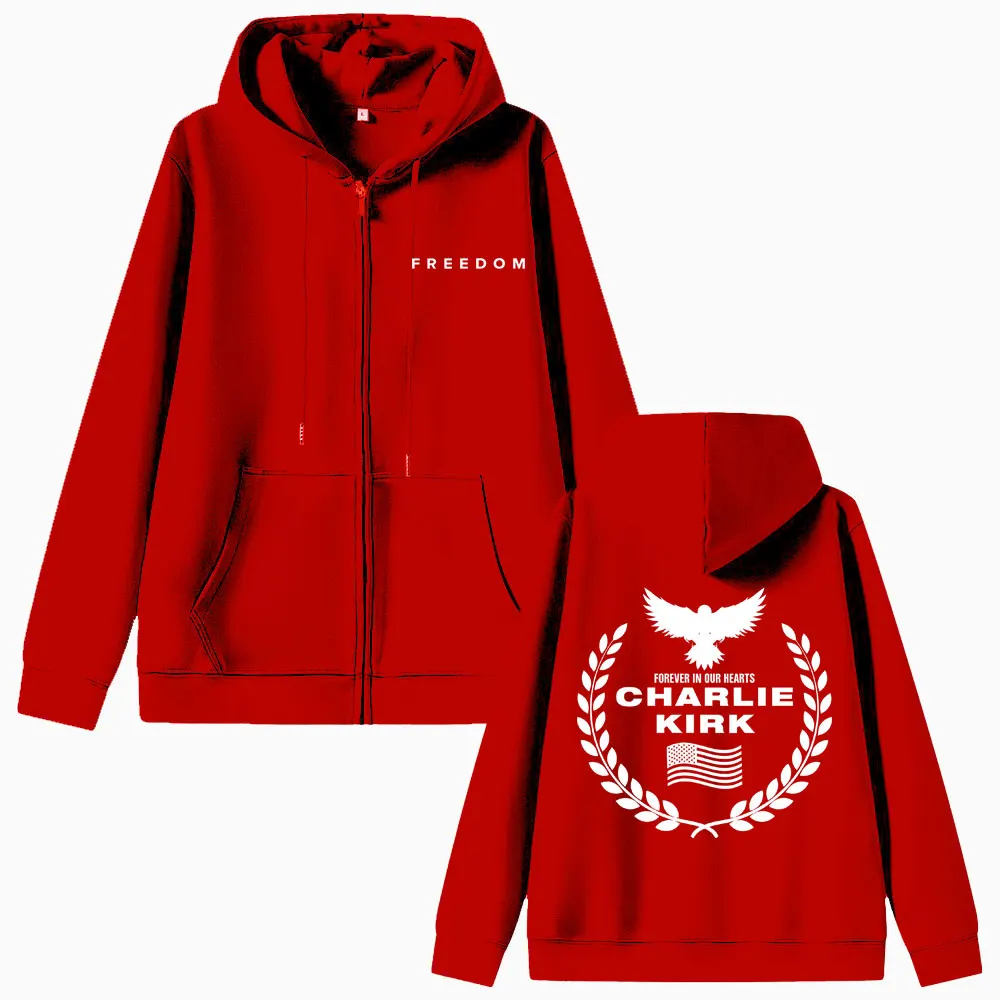 Charlie Kirk Freedom Zipper Hoodie Men Women Clothing Tribute Memorial American Hero Zip Up Hoodies Man Patriotic Activism Coat