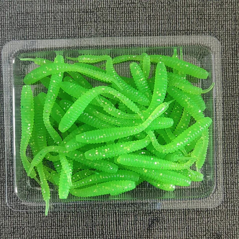 Mukun 50pcs Mini Ocean Rock Angeln Weich köder 0,15g/40mm Weich wurm Kunst köder Bass Silikon Köder Angel zubehör – Detail 8