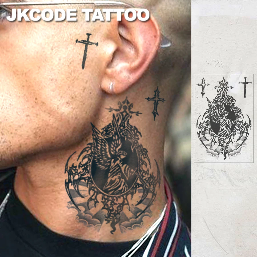 وشم شبه دائم بتصميم مقاوم للماء، وشم متقاطع على طراز Y2K مرسومة يدويًا - وشم رجالي عصري على الطراز الإنجليزي والألماني - وشم مؤقت للرقبة والأيدي والأصابع يدوم طويلاً لمدة 15 يومًا