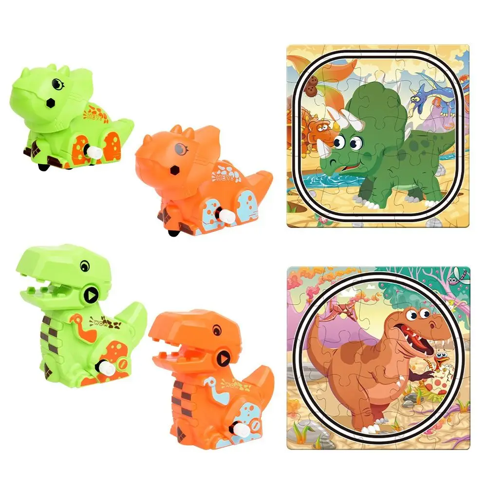 Coche de pista de dinosaurio de plástico, tablero de juguetes, rompecabezas, juguetes para niños, coche de inercia 2 en 1, bricolaje, rompecabezas ensamblado con riel