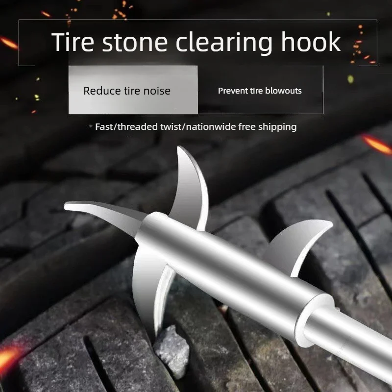Multifunctional Car Tire Stone Cleaning Hook Car Tire Stone Cleaning Tool Stone Picking Device Buckle Picking Hook Removal Stone
