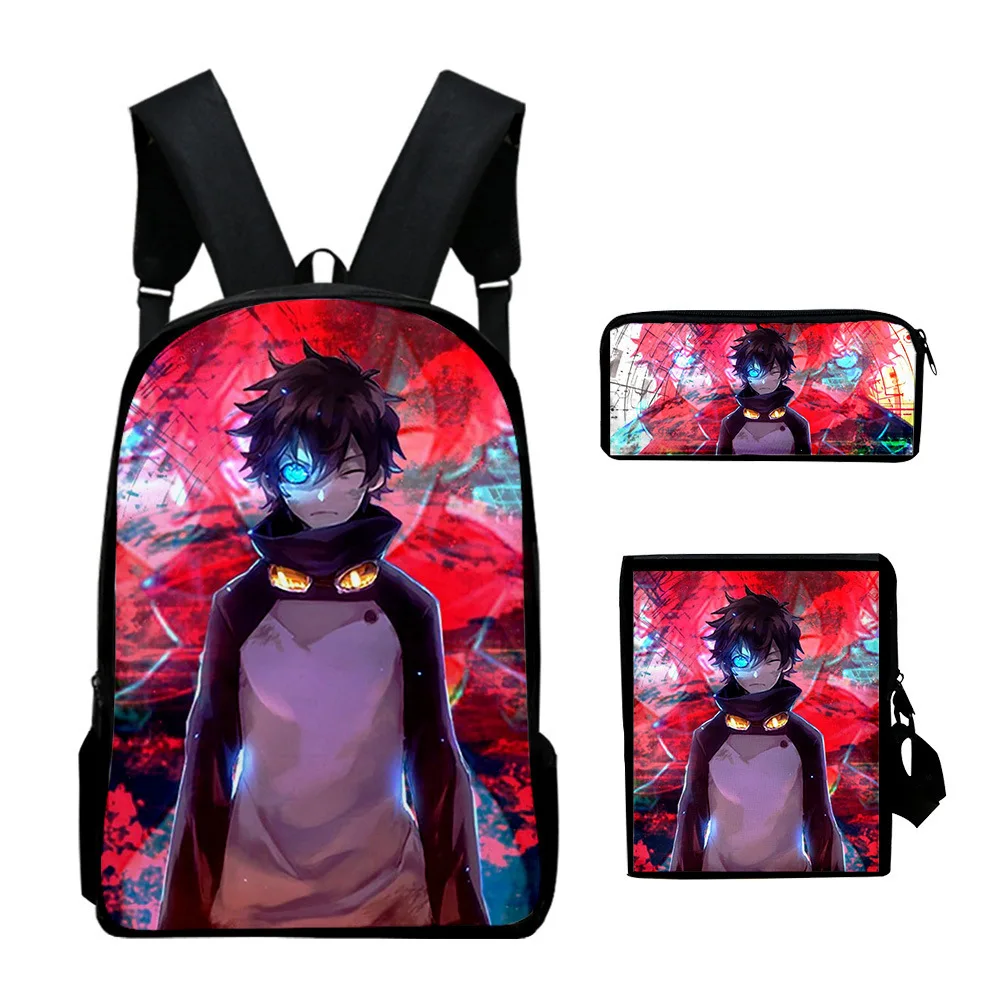 Mochilas escolares clásicas populares Kekkai Sensen con estampado 3D, 3 uni