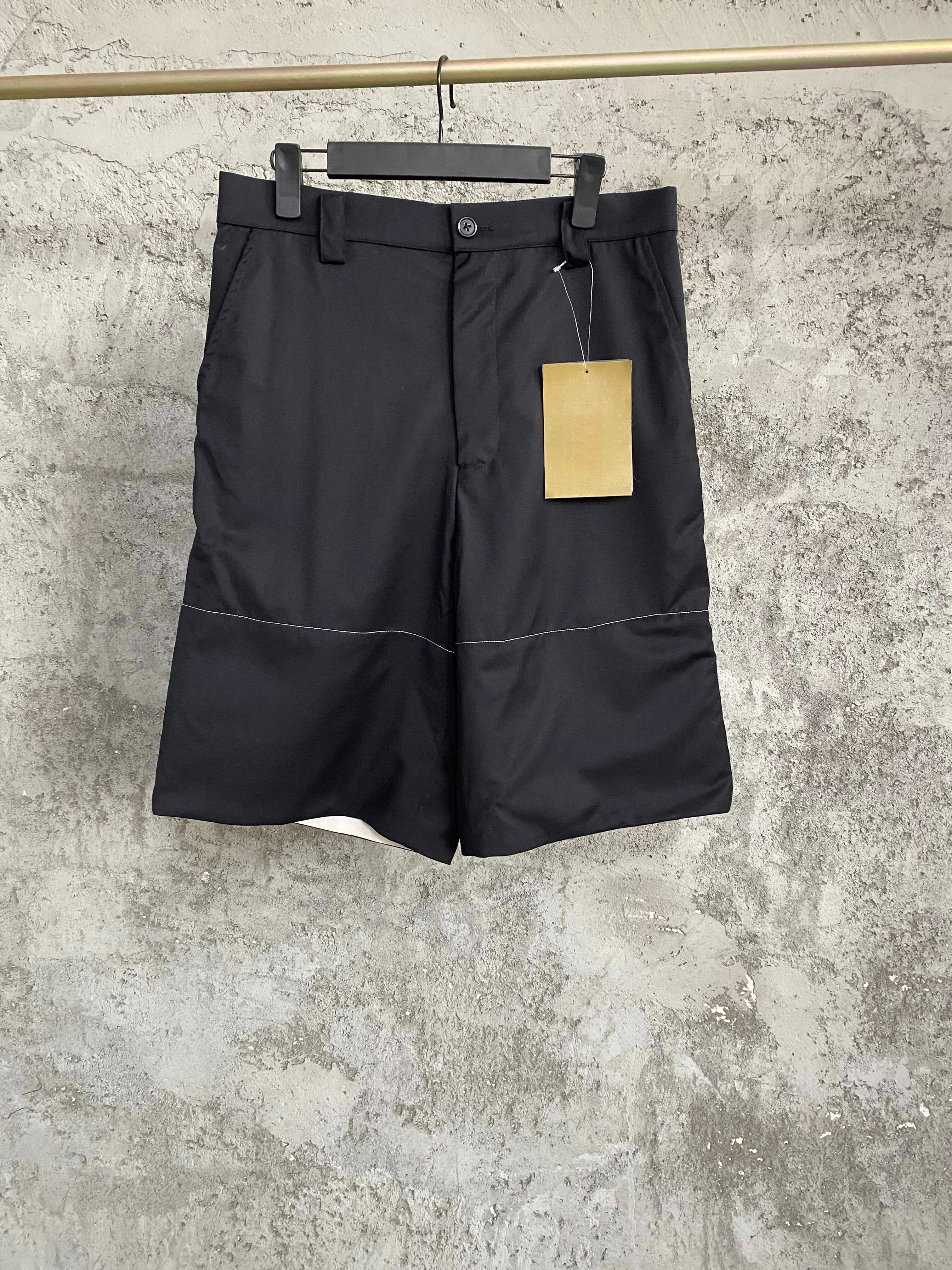 

TOP-YAMAMOTO casual black and white capri pants, pluse-sized men's wool shorts for summer