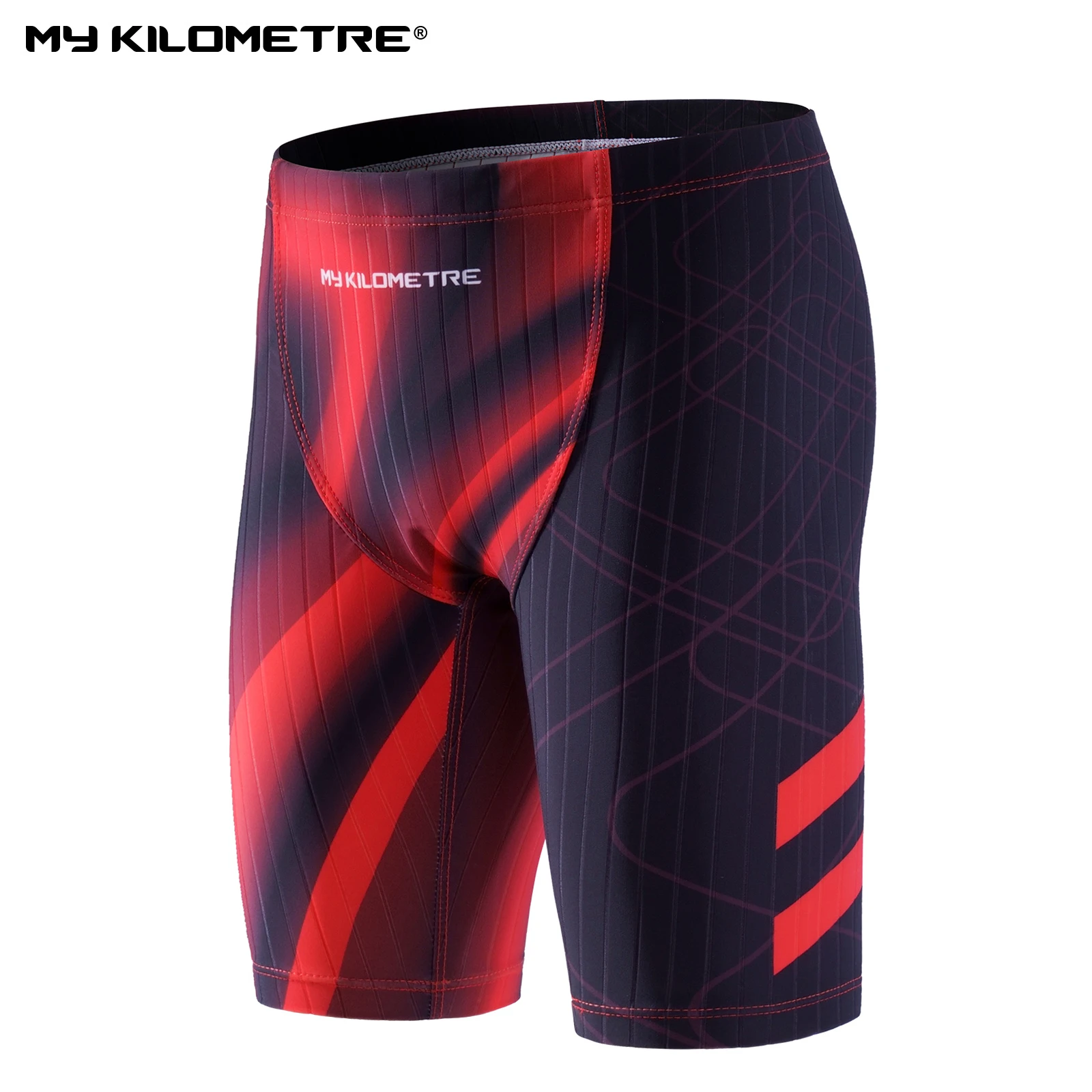 MY KILOMETRE Boys' Jammer Swimsuit Junior Endurance Low Waisted Swim Jammer Kids Athletic Swimwear Shorts Swimming Trunks Red