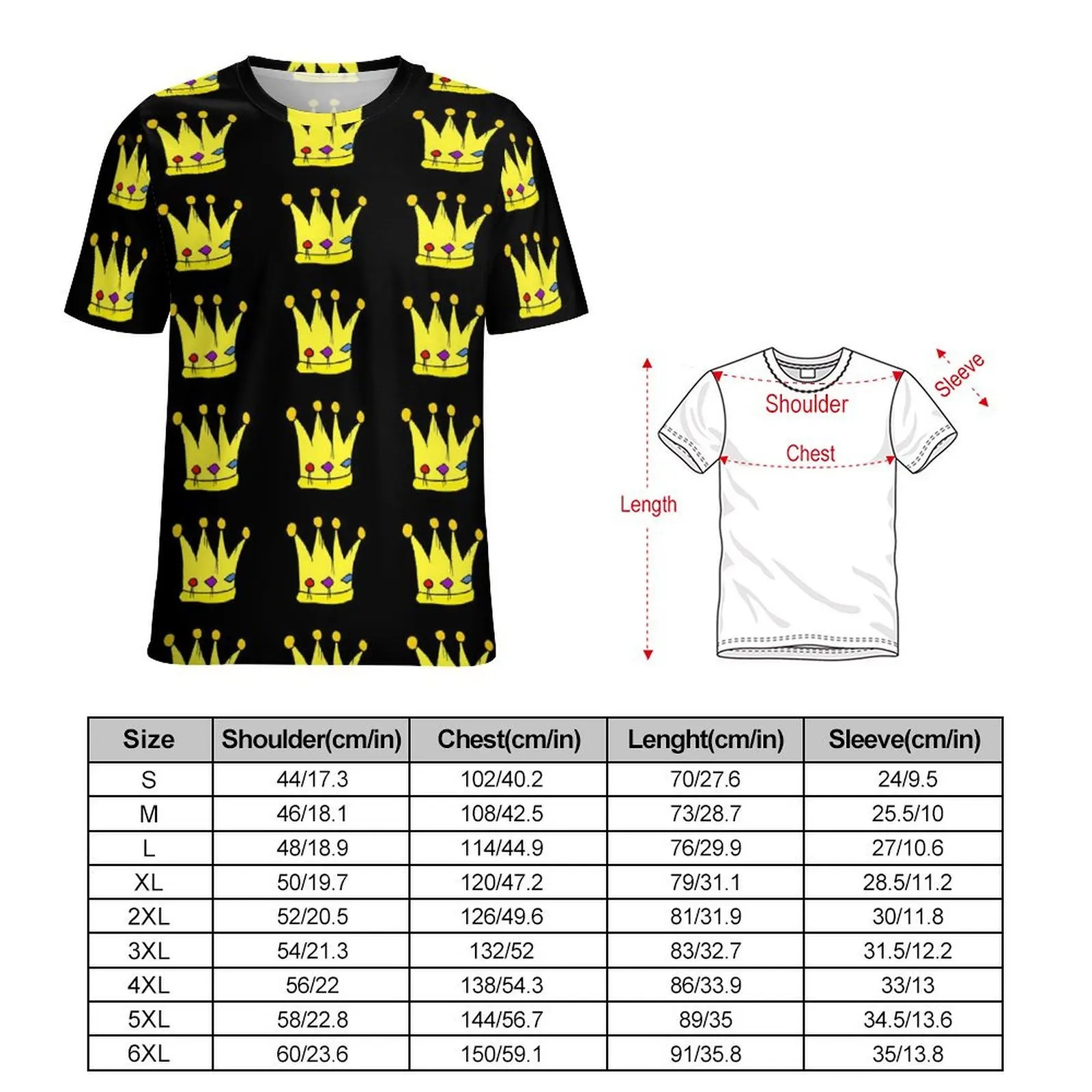 Premium T-Shirt King And Queen Crown T-Shirts Retro Street Style Fashion Tees For Men Short Sleeve Design Plus Size Tops